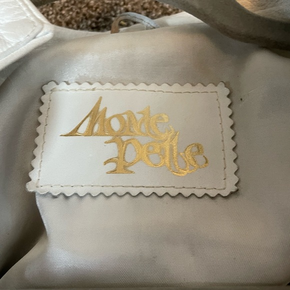 Vintage 80’s eighties white leather jacket with metallic detailing , size L - Picture 2 of 3